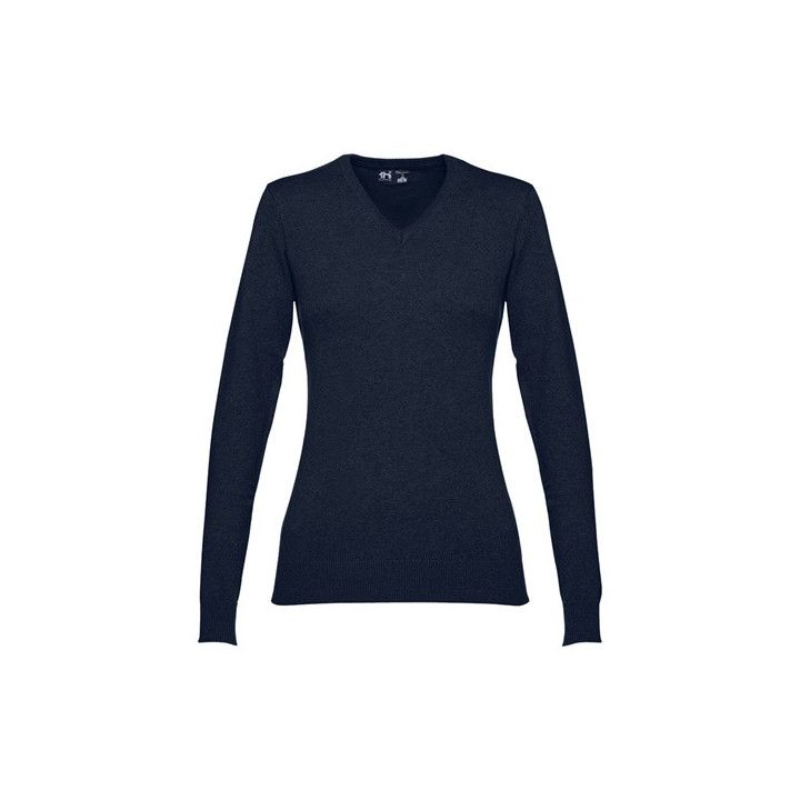THC MILAN WOMEN. Pullover com decote em" V" para senhora em algodão e poliamida