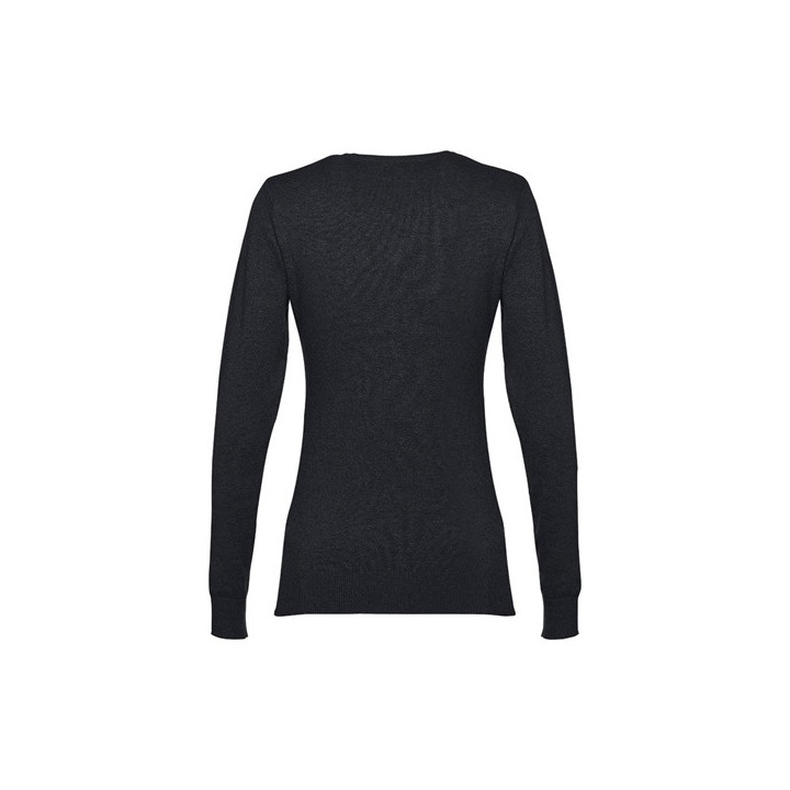 THC MILAN WOMEN. Pullover com decote em" V" para senhora em algodão e poliamida