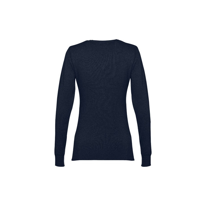 THC MILAN WOMEN. Pullover com decote em" V" para senhora em algodão e poliamida
