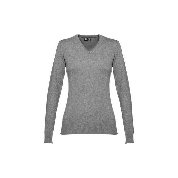 THC MILAN WOMEN. Pullover com decote em" V" para senhora em algodão e poliamida