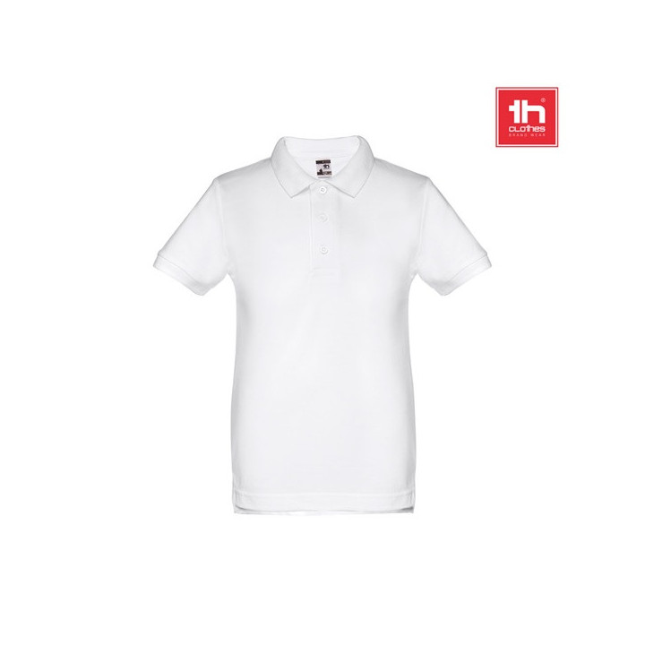 THC ADAM KIDS WH. Polo para criança (unissexo) de manga curta. Cor branca