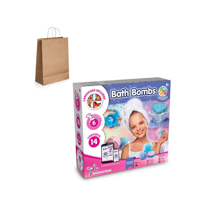 Bath Bombs Kit III. Brinquedo didático fornecido com saco de oferta em papel kraft (115 g/m²)