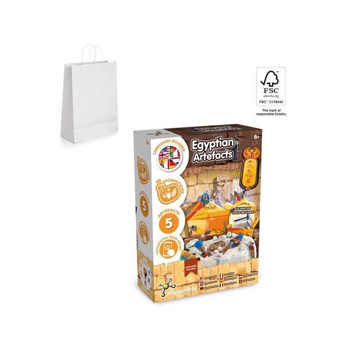 Ancient Egypt Excavation Kit II. Jogo didático fornecido com saco de oferta em papel kraft (90 g/m²), feito de material cert...