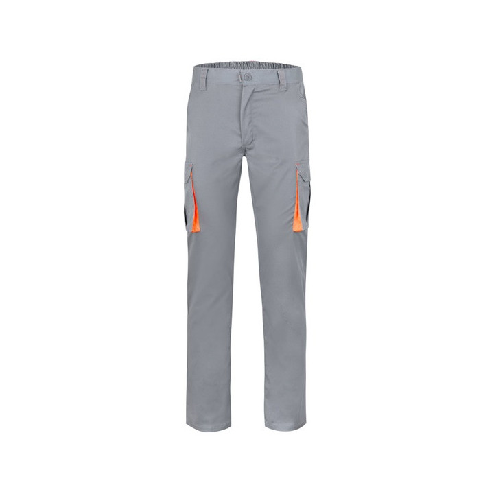 VL HYPNOS. Calças bicolor em sarja multibolsos (200g/m²), em algodão (35%) e poliéster (65%)