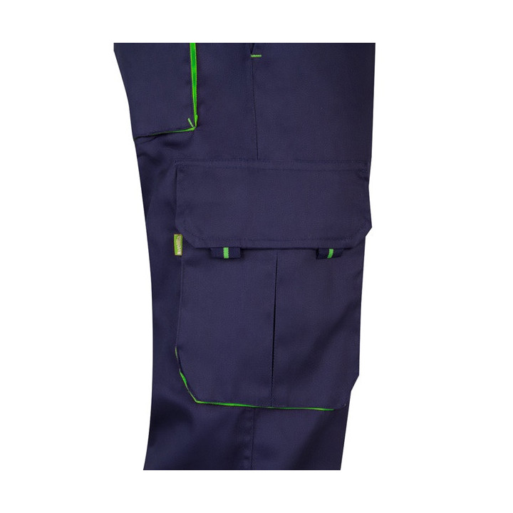 VL HYPNOS. Calças bicolor em sarja multibolsos (200g/m²), em algodão (35%) e poliéster (65%)