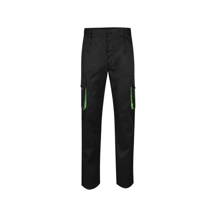 VL HYPNOS. Calças bicolor em sarja multibolsos (200g/m²), em algodão (35%) e poliéster (65%)