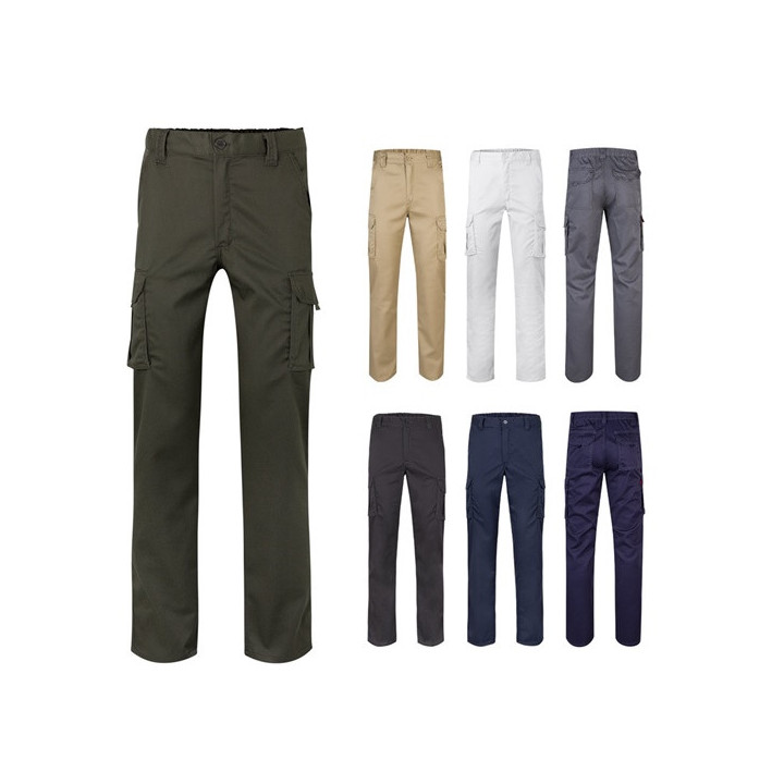 VL PAN. Calças stretch multibolsos (290g/m²), em algodão (46%), EME (38%) e poliéster (16%)