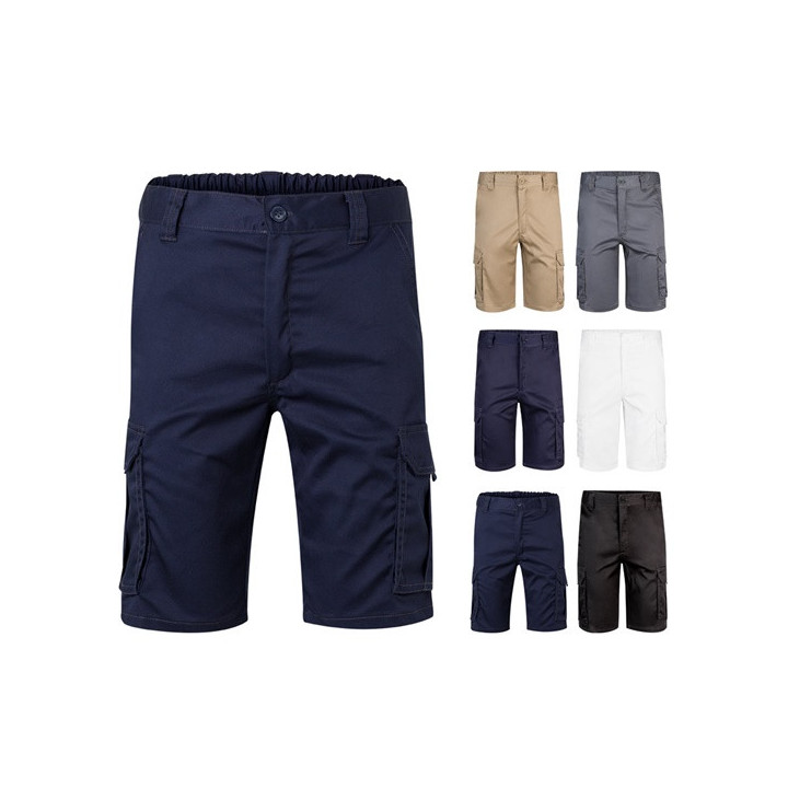 VL HEBE. Bermudas stretch multibolsos (240g/m²), em algodão (46%), EME (38%) e poliéster (16%)