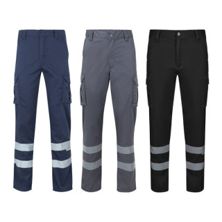VL DIONYSUS. Calças stretch multibolsos (240g/m²), em algodão (46%), EME (38%) e poliéster (16%)