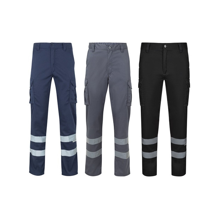 VL DIONYSUS. Calças stretch multibolsos (240g/m²), em algodão (46%), EME (38%) e poliéster (16%)
