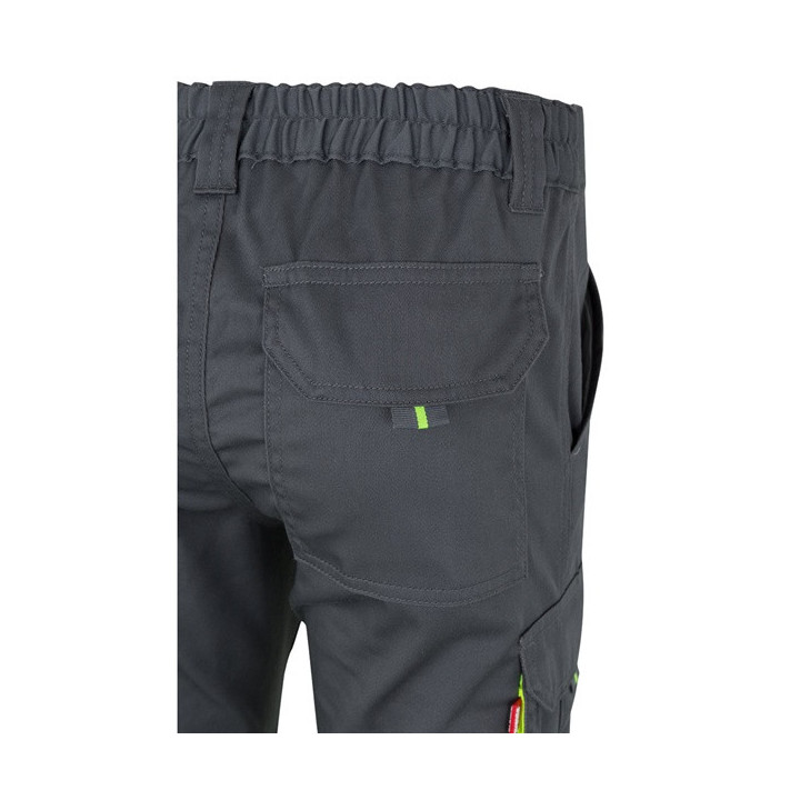 VL ZEUS LARGE. Calças stretch bicolor multibolsos (240g/m²), em algodão (46%), EME (38%) e poliéster (16%)