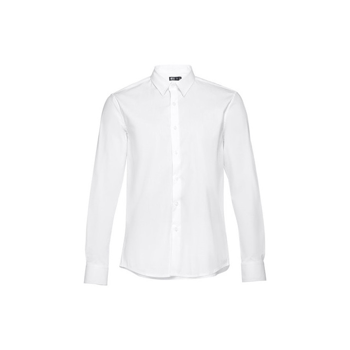 THC PARIS WH. Camisa popelina de manga comprida para homem. Cor branca