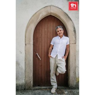 THC LONDON WH. Camisa oxford de manga curta para homem. Cor branca