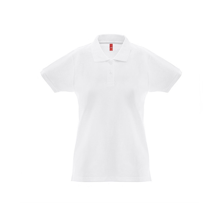 THC MONACO WOMEN WH. Polo de manga curta para mulher em algodão cardado