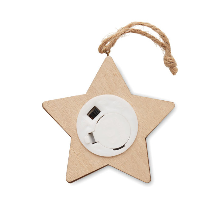 Estrela de madeira com luzes