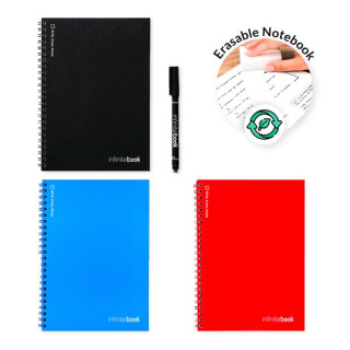 INFINITEBOOK PLAIN A5. "Infinitebook" com capa flexível e 15 páginas lisas estilo quadro branco