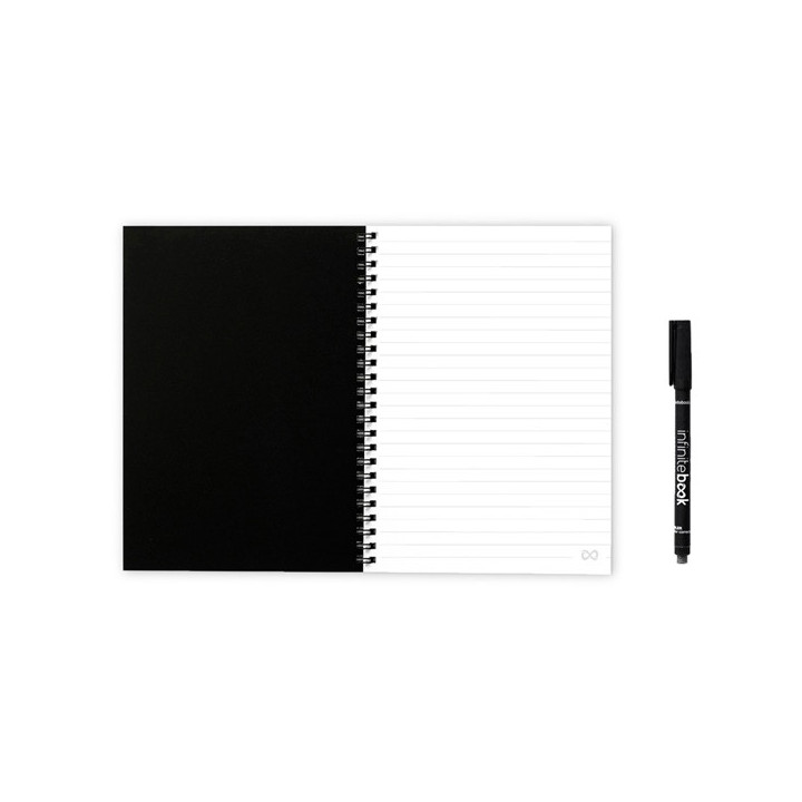 INFINITEBOOK LINED A5. "Infinitebook" com capa flexível e 15 páginas pautadas estilo quadro branco