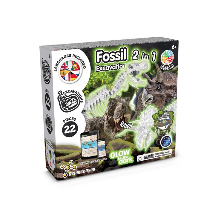 2 in 1 Fossil Excavation Kit I. Jogo didático para crianças
