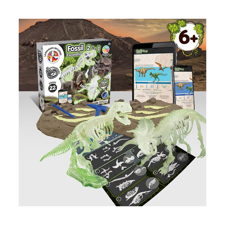 2 in 1 Fossil Excavation Kit I. Jogo didático para crianças