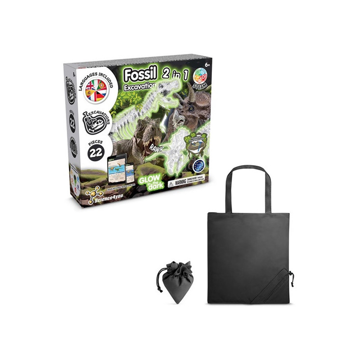 2 in 1 Fossil Excavation Kit V. Jogo didático fornecido com saco de oferta dobrável em 190T