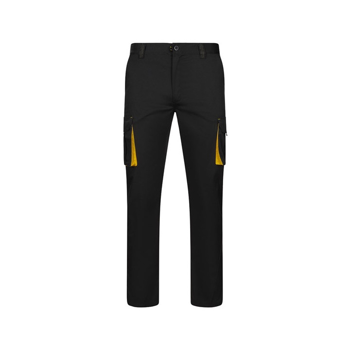 VL FIDES. Calças stretch bicolor multibolsos (240g/m²), em algodão (46%), EME (38%) e poliéster (16%)