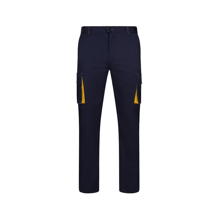 VL FIDES. Calças stretch bicolor multibolsos (240g/m²), em algodão (46%), EME (38%) e poliéster (16%)