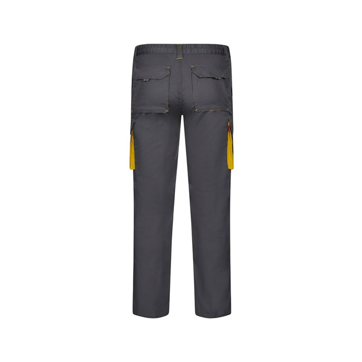 VL FIDES. Calças stretch bicolor multibolsos (240g/m²), em algodão (46%), EME (38%) e poliéster (16%)