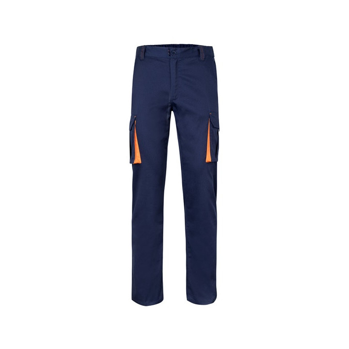VL FIDES. Calças stretch bicolor multibolsos (240g/m²), em algodão (46%), EME (38%) e poliéster (16%)