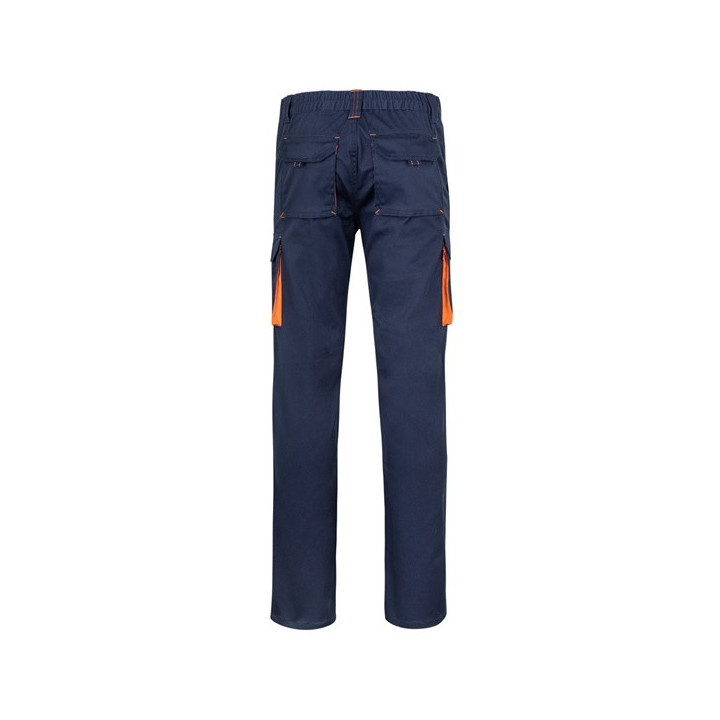 VL FIDES. Calças stretch bicolor multibolsos (240g/m²), em algodão (46%), EME (38%) e poliéster (16%)