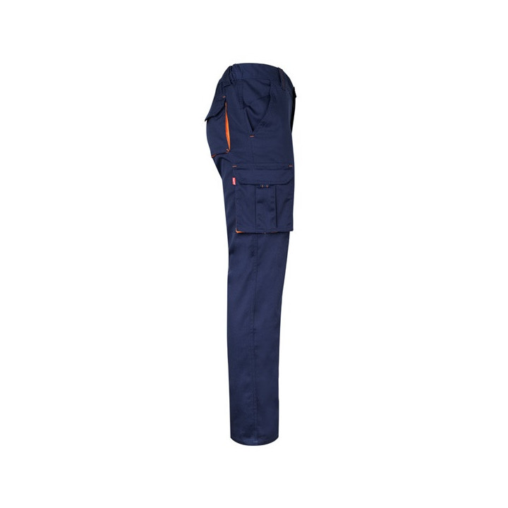 VL FIDES. Calças stretch bicolor multibolsos (240g/m²), em algodão (46%), EME (38%) e poliéster (16%)