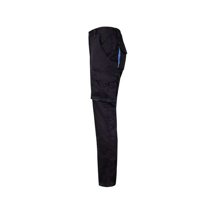 VL FIDES. Calças stretch bicolor multibolsos (240g/m²), em algodão (46%), EME (38%) e poliéster (16%)