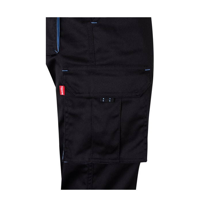 VL FIDES. Calças stretch bicolor multibolsos (240g/m²), em algodão (46%), EME (38%) e poliéster (16%)