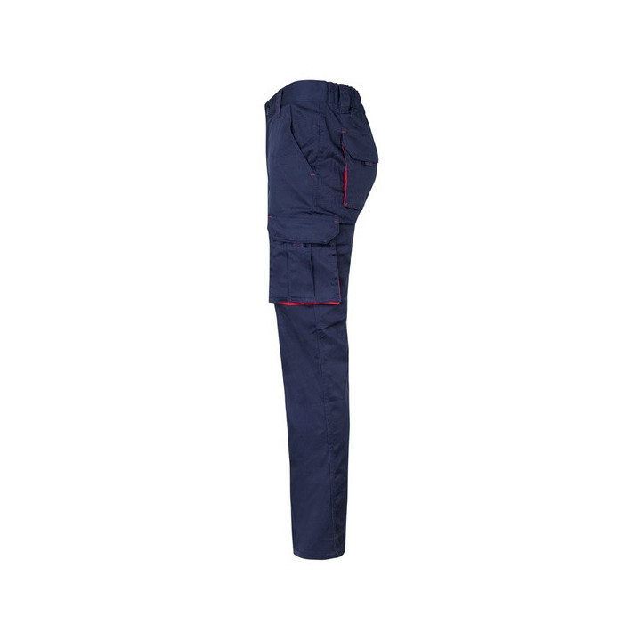 VL FIDES. Calças stretch bicolor multibolsos (240g/m²), em algodão (46%), EME (38%) e poliéster (16%)