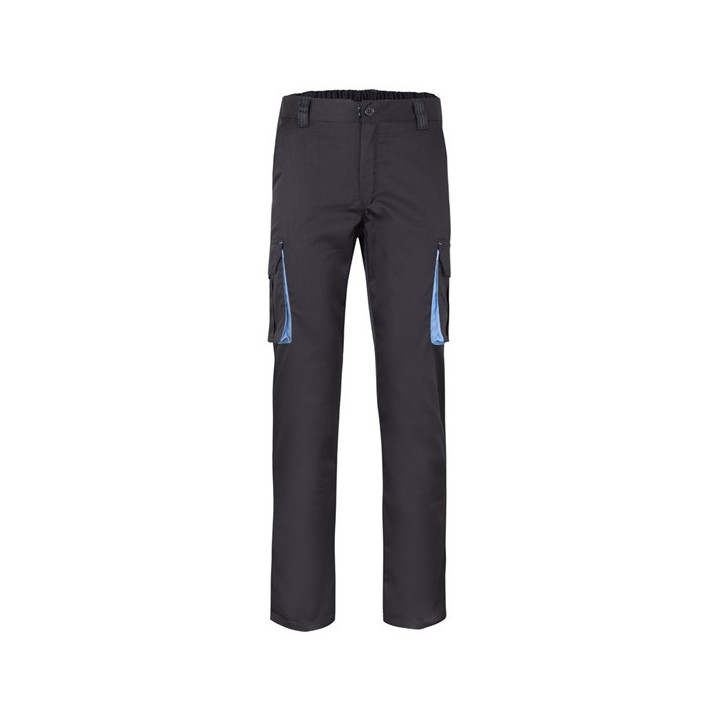 VL FIDES. Calças stretch bicolor multibolsos (240g/m²), em algodão (46%), EME (38%) e poliéster (16%)