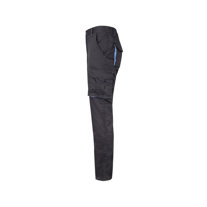 VL FIDES. Calças stretch bicolor multibolsos (240g/m²), em algodão (46%), EME (38%) e poliéster (16%)