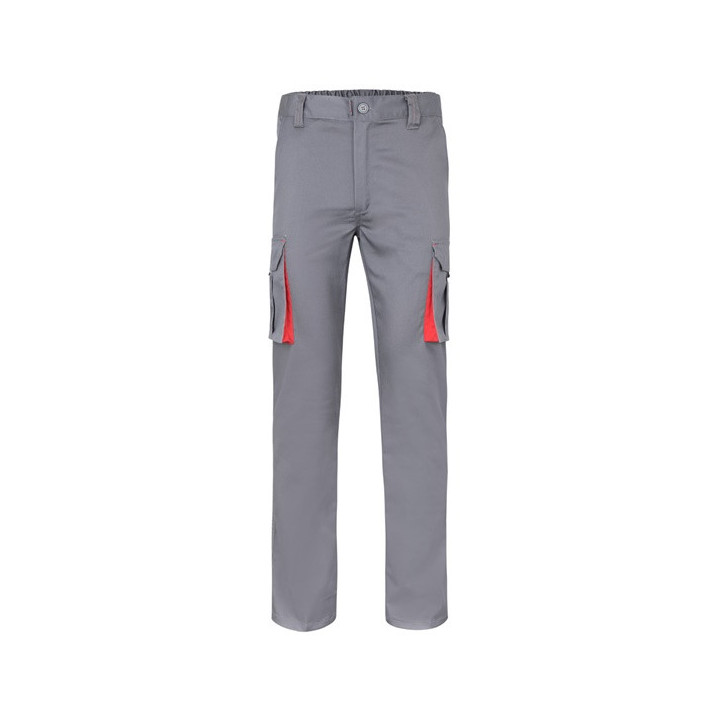 VL FIDES. Calças stretch bicolor multibolsos (240g/m²), em algodão (46%), EME (38%) e poliéster (16%)