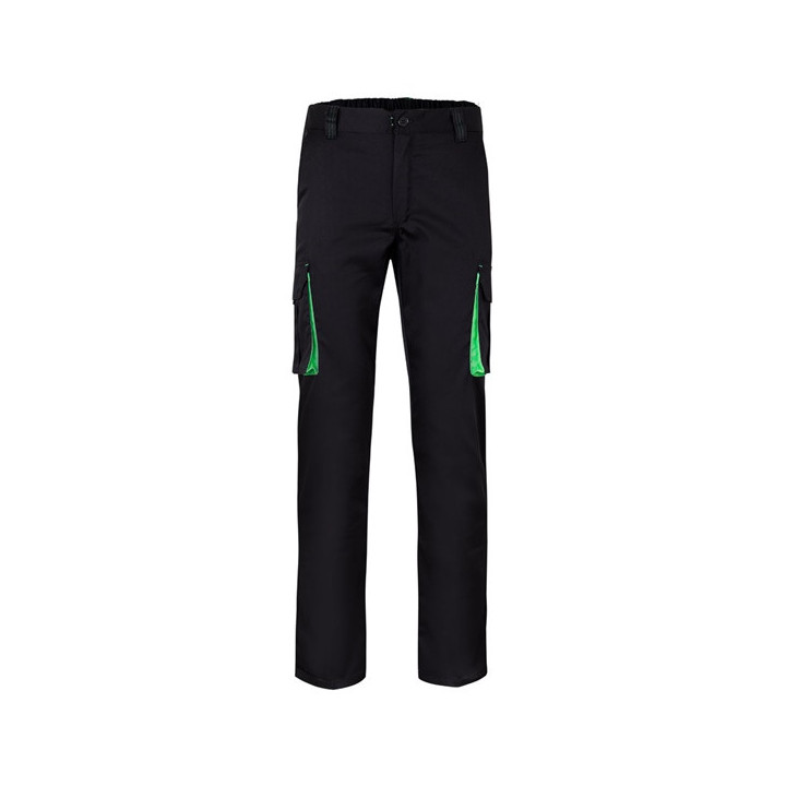 VL FIDES. Calças stretch bicolor multibolsos (240g/m²), em algodão (46%), EME (38%) e poliéster (16%)