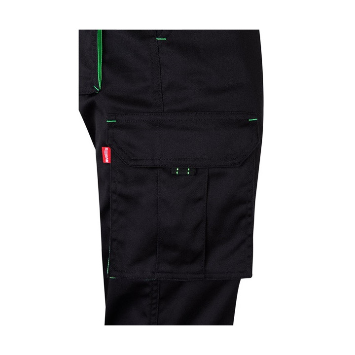 VL FIDES. Calças stretch bicolor multibolsos (240g/m²), em algodão (46%), EME (38%) e poliéster (16%)