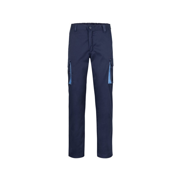 VL FIDES. Calças stretch bicolor multibolsos (240g/m²), em algodão (46%), EME (38%) e poliéster (16%)