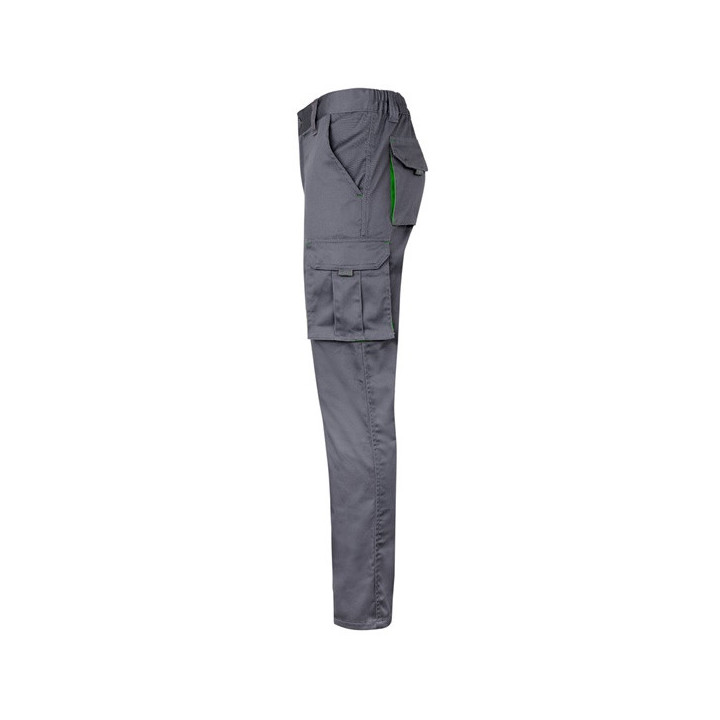 VL FIDES. Calças stretch bicolor multibolsos (240g/m²), em algodão (46%), EME (38%) e poliéster (16%)