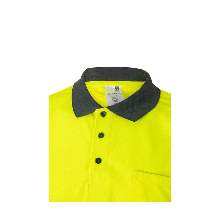 VL CUPID. Polo bicolor bird-eye (160g/m²) de manga curta, em poliéster (100%)