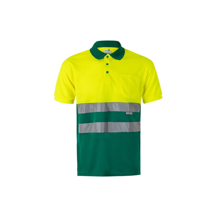 VL CUPID. Polo bicolor bird-eye (160g/m²) de manga curta, em poliéster (100%)