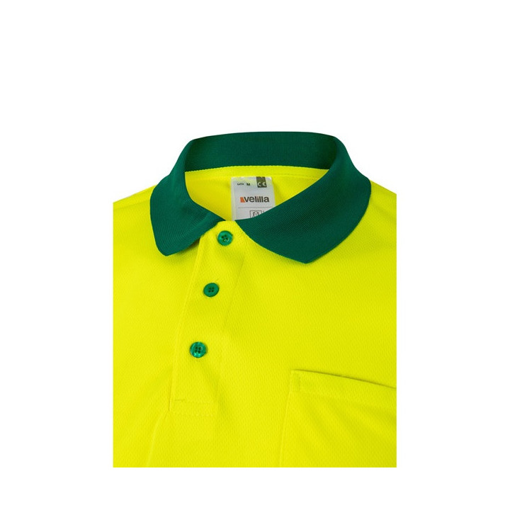 VL CUPID. Polo bicolor bird-eye (160g/m²) de manga curta, em poliéster (100%)
