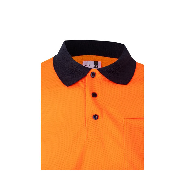 VL CUPID. Polo bicolor bird-eye (160g/m²) de manga curta, em poliéster (100%)