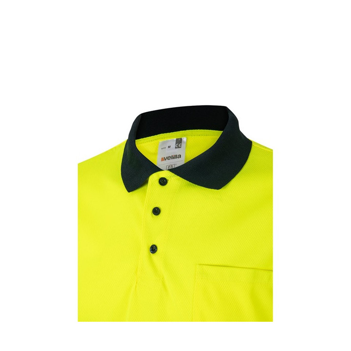 VL CUPID LARGE. Polo bicolor bird-eye (160g/m²) de manga curta, em poliéster (100%)