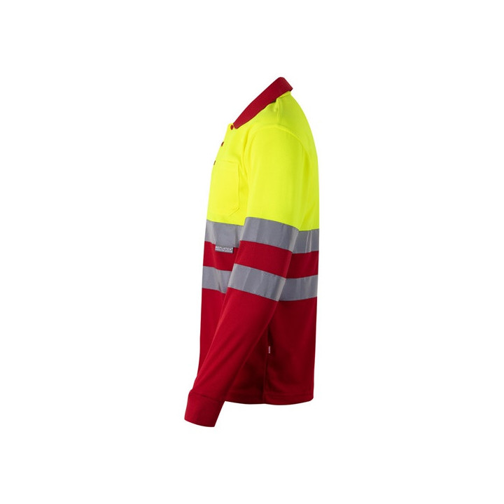 VL VULCAN. Polo bicolor bird-eye (160g/m²) de manga comprida, em poliéster (100%)
