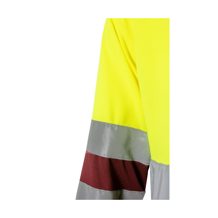 VL VULCAN. Polo bicolor bird-eye (160g/m²) de manga comprida, em poliéster (100%)