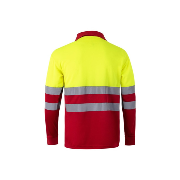 VL VULCAN LARGE. Polo bicolor bird-eye (160g/m²) de manga comprida, em poliéster (100%)