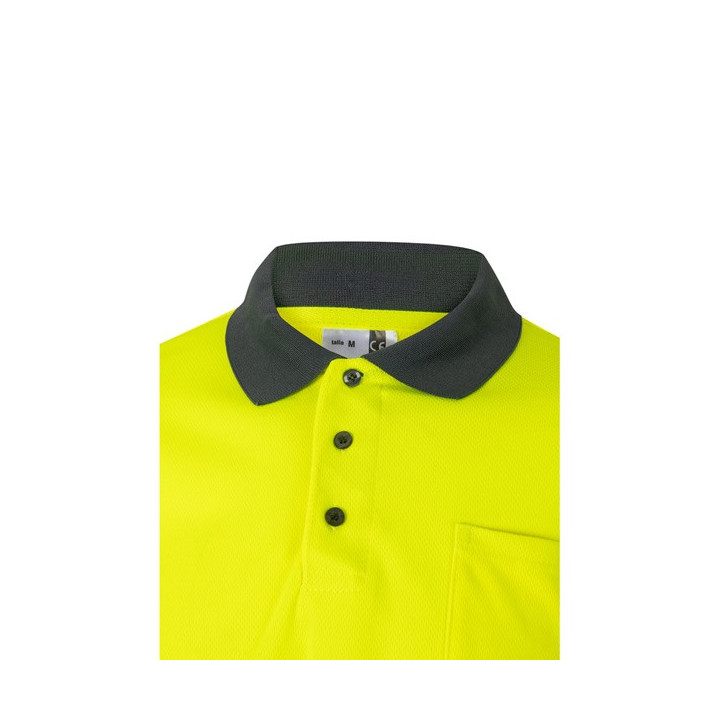 VL VULCAN LARGE. Polo bicolor bird-eye (160g/m²) de manga comprida, em poliéster (100%)