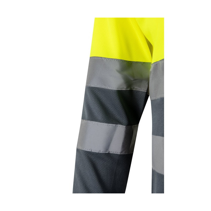 VL VULCAN LARGE. Polo bicolor bird-eye (160g/m²) de manga comprida, em poliéster (100%)